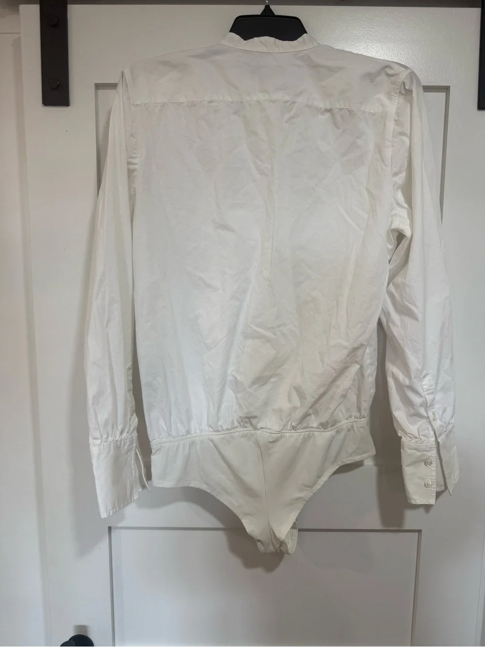 J. Crew White Button-Front Band-Collar Bodysuit